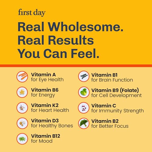 FIRST DAY Kids Daily Multivitamin Gummies with Organic Fruits & Veggies, 30 Day Supply X9693