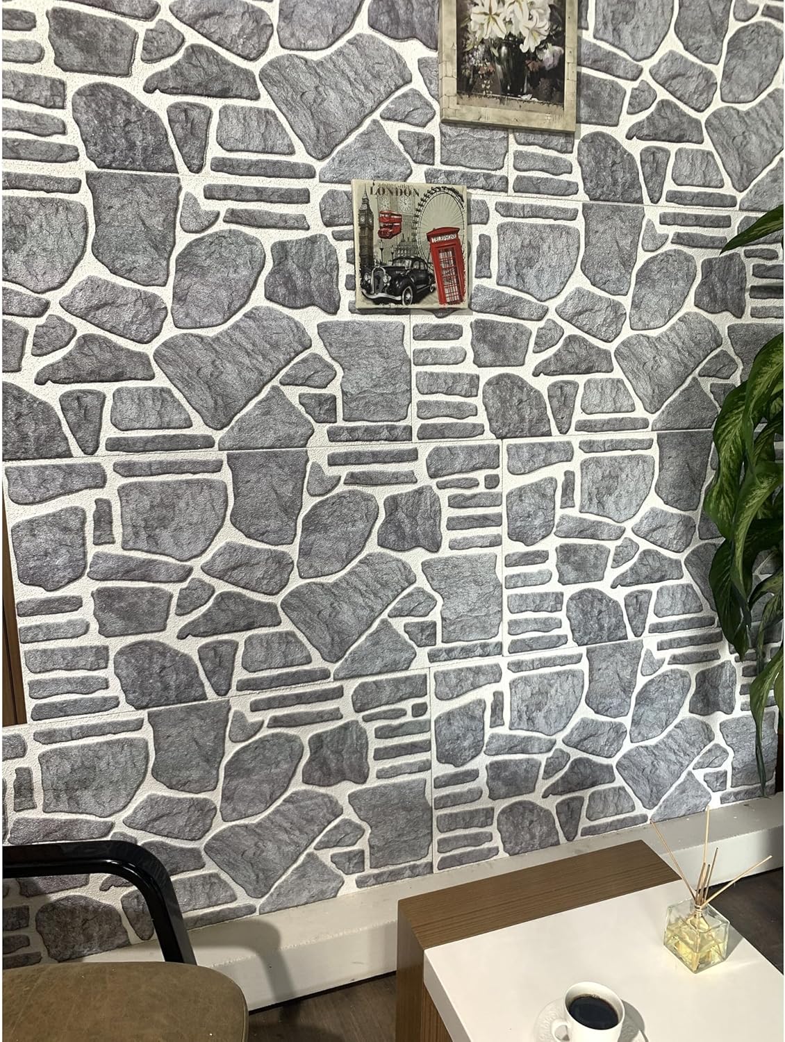 Dundee Deco Bluish Grey White Faux Stone 3D Wall Panels, 54 sq ft, Pack of 10 A71452