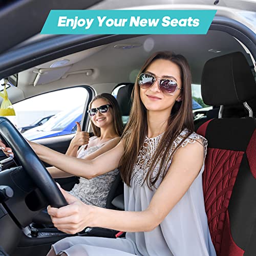 FH Group Car Seat Covers Full Set Gray Cloth Universal Fit Z4838
