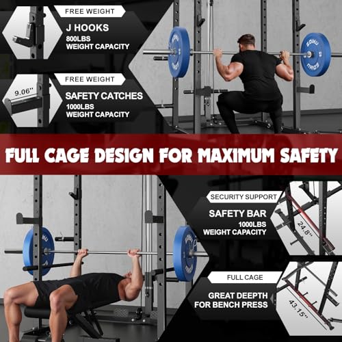 C1-V4 Power Cage with LAT Pulldown, Multi-Function Weight Cage for Home Gym G4781