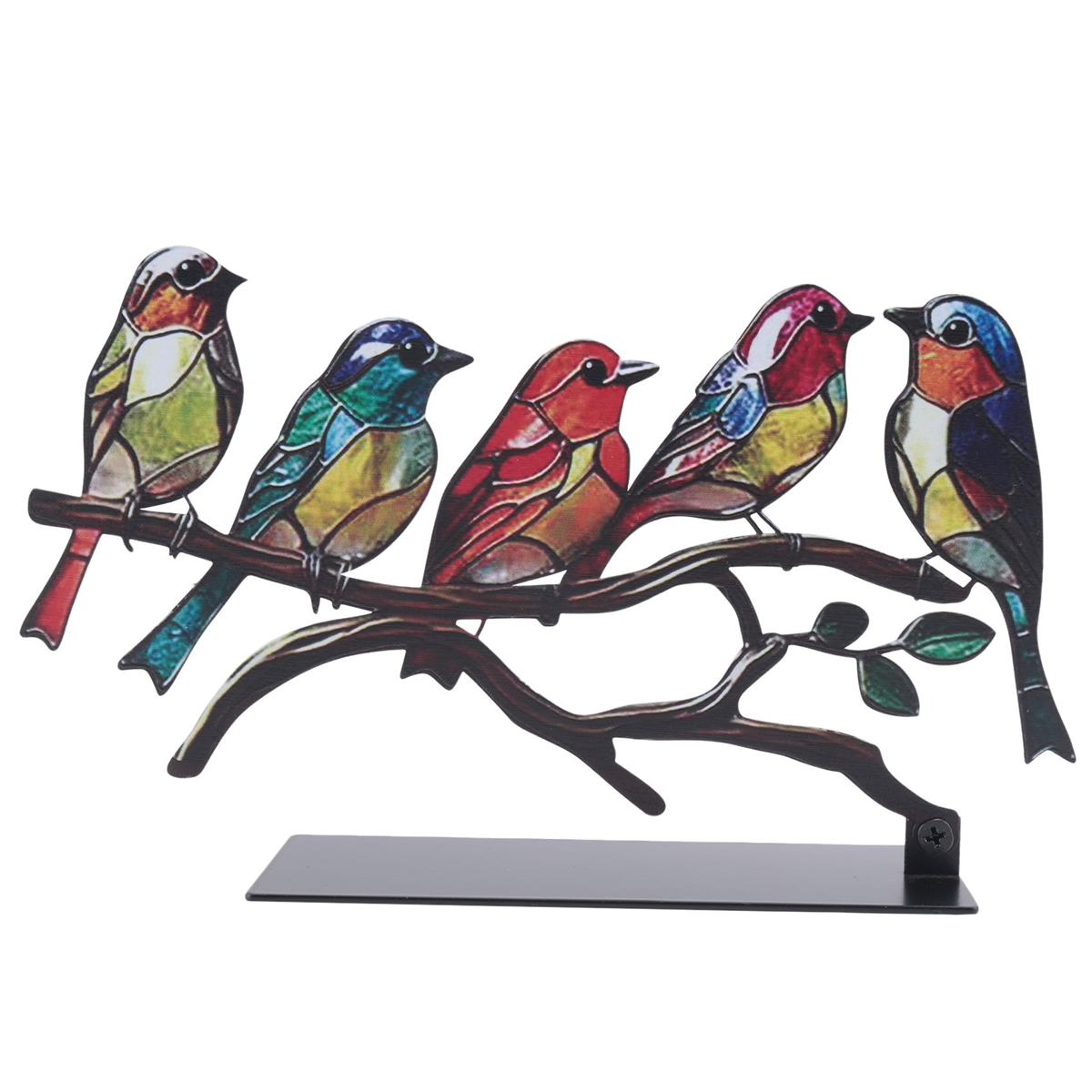 Stained Metal Bird Desktop Ornaments, Multicolor X298