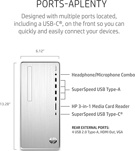 HP Pavilion Desktop PC, AMD Ryzen 5 5600G, 12GB RAM, 1TB HDD, 256GB SSD, Windows 11 M919