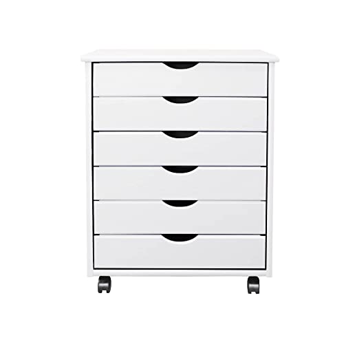 Jela Original Roll Cart, Solid Wood, 6 Drawer, White H793