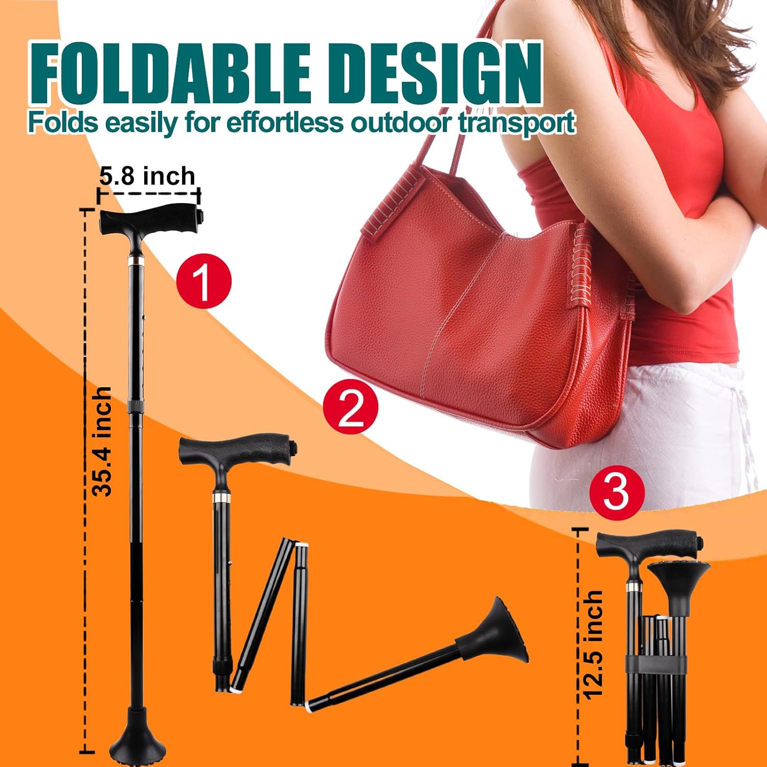 Foldable Walking Cane with Light for Men and Women C16950