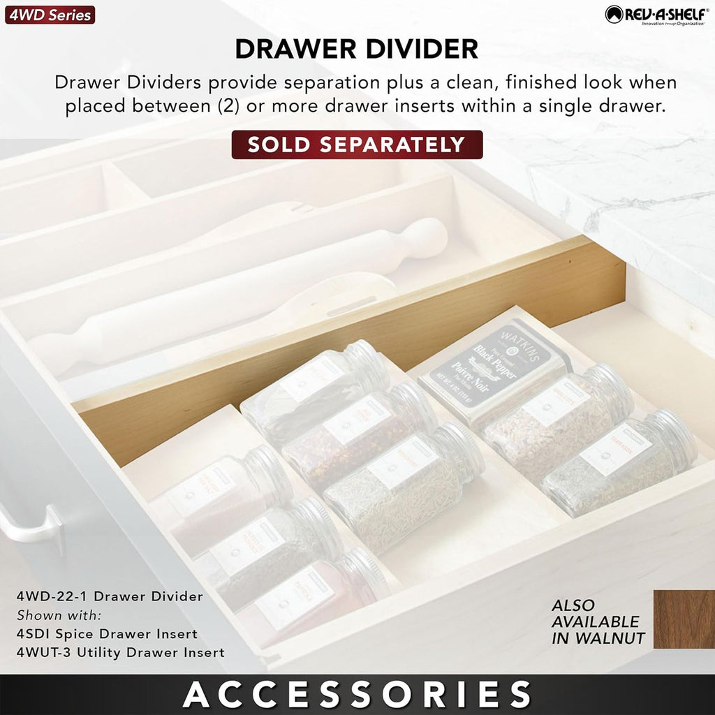 Rev-A-Shelf Dual Row Knife Block Drawer Organizer, 55 Slot Cutlery Tray, Wood N777