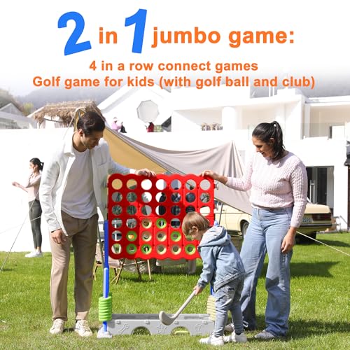 Jumbo Four Connect Height Adjustable Yard Game, 33 inch, Blue/White R818199