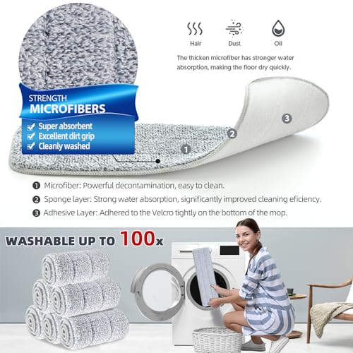 Microfiber Spray Mop for Floor Cleaning with 4 Washable Pads W7412