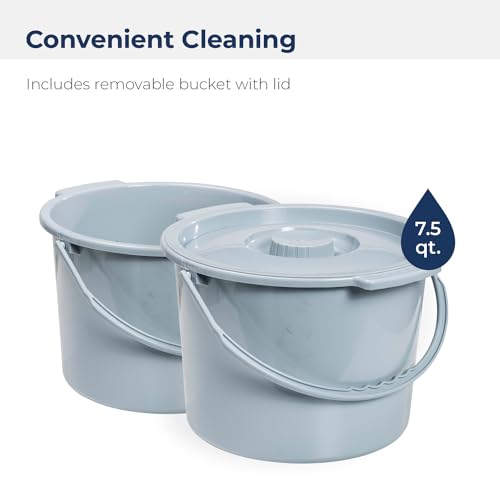 Drive Medical Folding Steel Bedside Commode Chair, Portable Toilet, 350 lb Capacity, Grey D8485