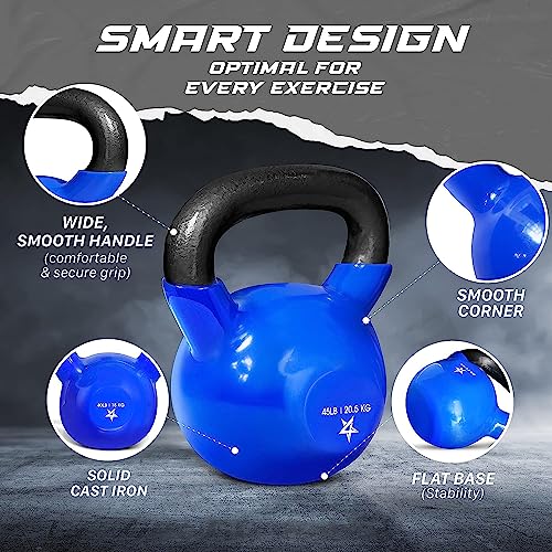 Yes4All 5-100 LB Vinyl Coated Cast Iron Kettlebells M964803
