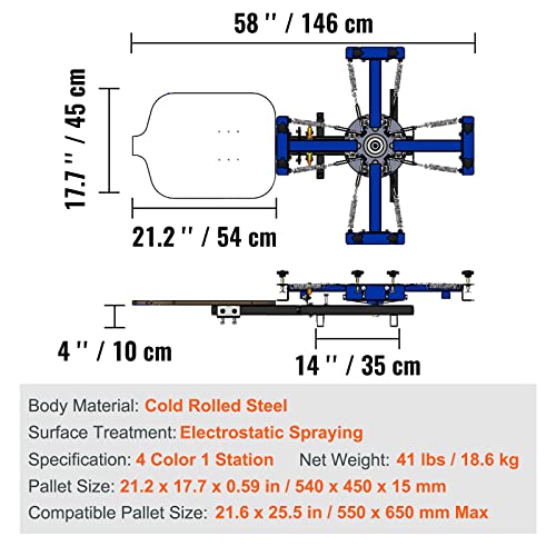 VEVOR Screen Printing Machine 1 Color 1 Station Silk Screen Printing Press for T-Shirt DIY C724866