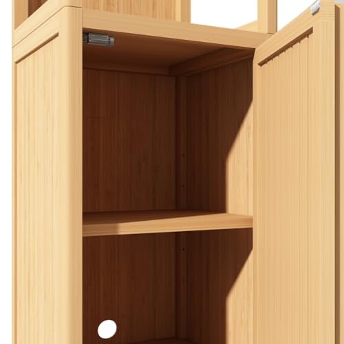 Tall Bamboo Bathroom Storage Cabinet with Door and 2 Shelves F11069