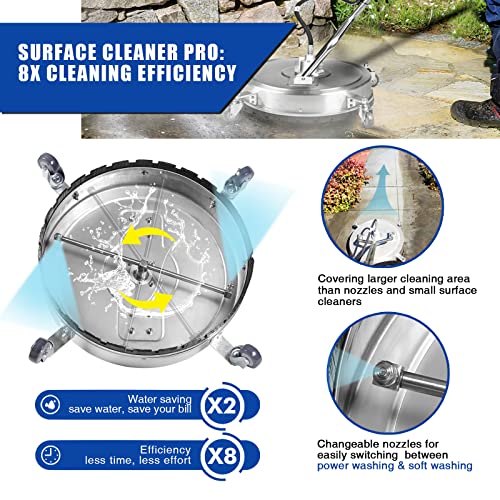 Pressure Washer Surface Cleaner 22" 4500PSI Stainless Steel with Wheels Z552319