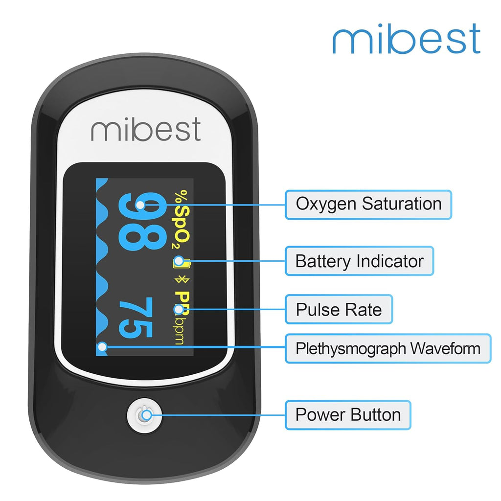 Mibest Bluetooth Pulse Oximeter with App for iOS & Android D9944