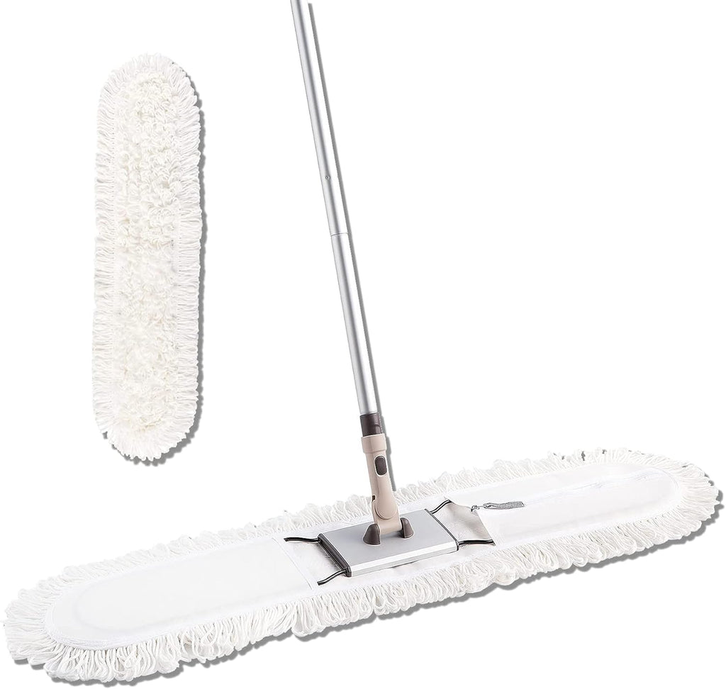 Eyliden 36" Professional Industrial Dust Mop, Commercial Cotton Dust Mops Broom, Telescopic Handle Residential Commercial Floor Cleaning Tools for Home Mall Hotel Office Garage Dust Mop (Brown, 36")