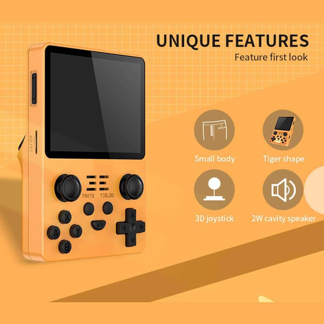 POWKIDDY RGB20S Handheld Game Console 3.5 Inch IPS Portable Retro Arcade Yellow A620
