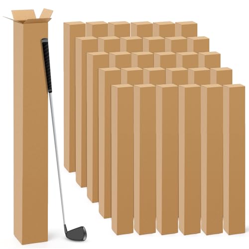 Qilery 30 Pcs Tall Corrugated Boxes Moving Boxes Shipping Boxes Corrugated Packaging Boxes for Golf Club Shipping, Packaging, Moving, Storage Home or Business (4x4x40 Inches)