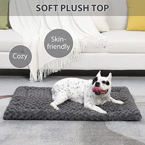 Washable Dog Bed Mat Ultra Soft Crate Pad for Large Dogs, 41 x 27 Inch, Gray K707024