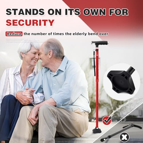 BeneCane Folding Walking Cane with LED Lights for Men and Women W6540