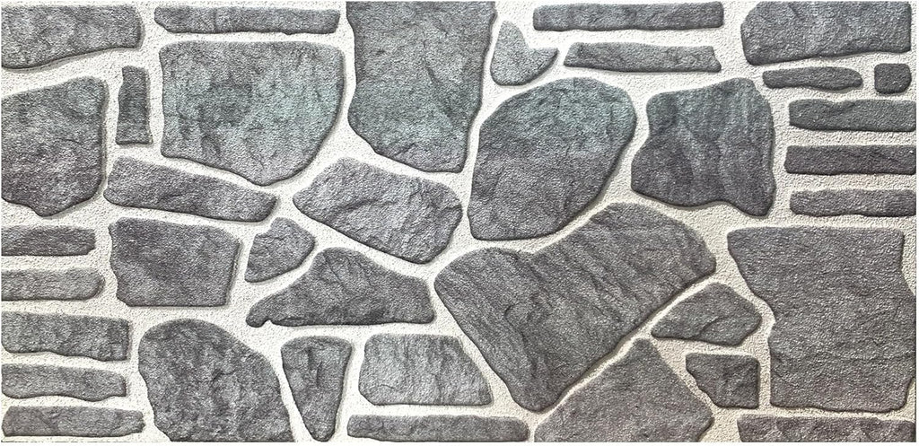 Dundee Deco Bluish Grey White Faux Stone 3D Wall Panels, Styrofoam Facing, Cladding, Decorative Wall Paneling 54 sq ft; 40" x 20", Pack of 10
