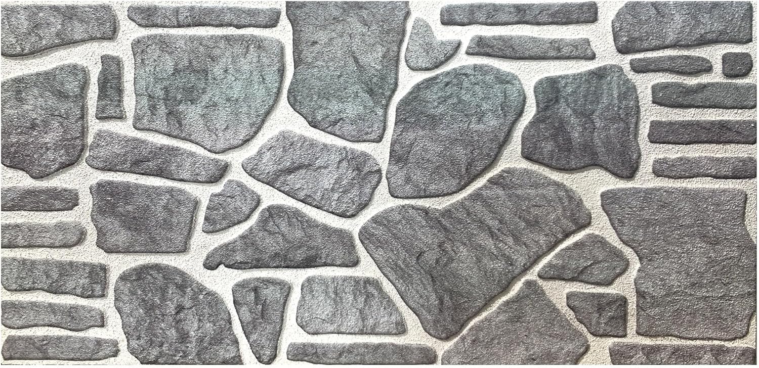 Dundee Deco Bluish Grey White Faux Stone 3D Wall Panels, Styrofoam Facing, Cladding, Decorative Wall Paneling 54 sq ft; 40" x 20", Pack of 10