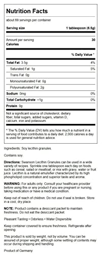 Swanson 100% Pure Lecithin Granules Non-GMO 16 oz O21139