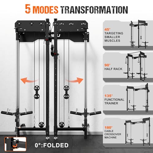 WM3-V4 Folding Wall Mounted Squat Rack with Dual Pulley System L11563
