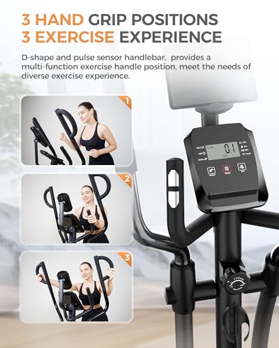 pooboo Elliptical Machine with 16-Level Resistance and LCD Monitor N448672
