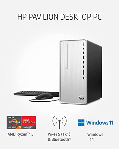 HP Pavilion Desktop PC, AMD Ryzen 5 5600G, 12GB RAM, 1TB HDD, 256GB SSD, Windows 11 M919