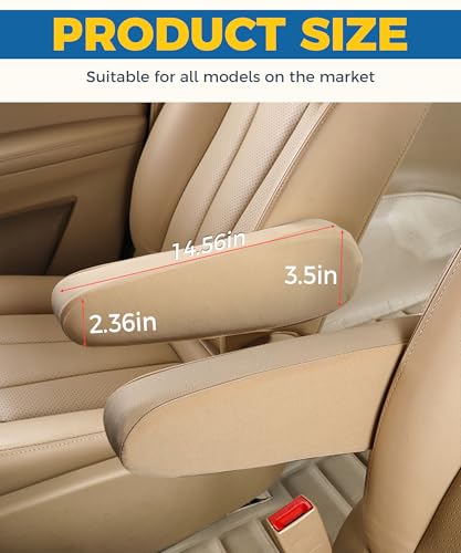 2PCS Gray Cloth Car Armrest Cover for Front Seat Center Console F18518