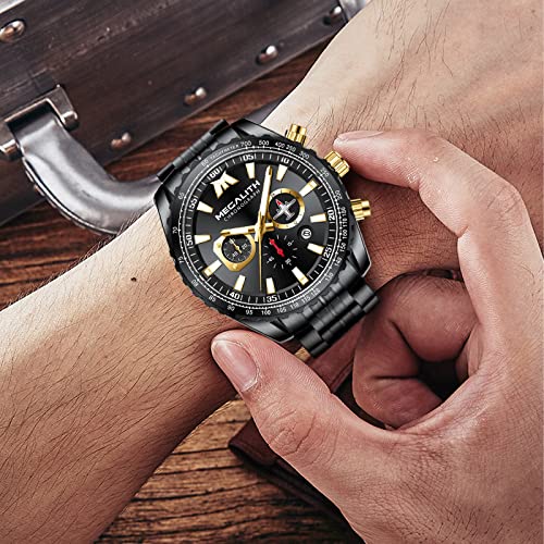MEGALITH Men's Pilot Watch Analog Quartz Chronograph Waterproof 46mm K900128