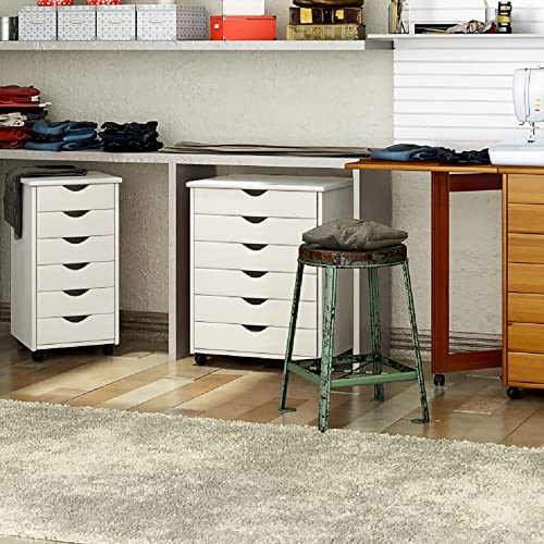 Jela Original Roll Cart, Solid Wood, 6 Drawer, White H793