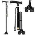 COVACURE Walking Cane for Men & Women - Foldable, Adjustable-[Seniors Friendly]-Walking Canes with Heavy Duty Pivot Large Base, Aluminum Alloy Walking Stick with Carry Bag for Seniors & Adults