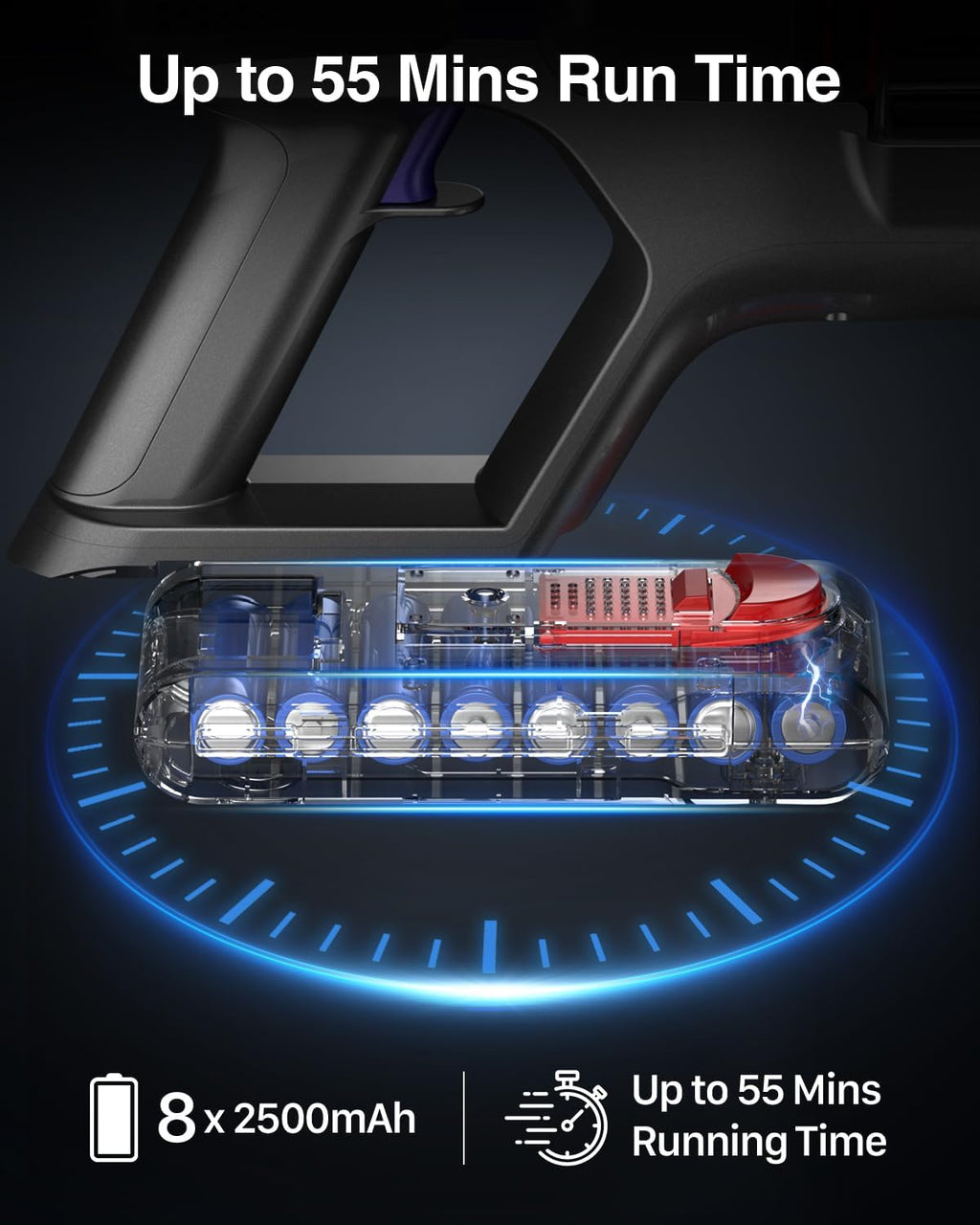 Cordless Stick Vacuum 550W 45Kpa with Touch Screen, 55 Mins Runtime, Anti-tangle Brush V550452