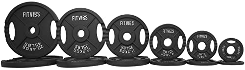 Olympic Cast Iron Weight Plates for Strength Training, Multiple Sizes S1890