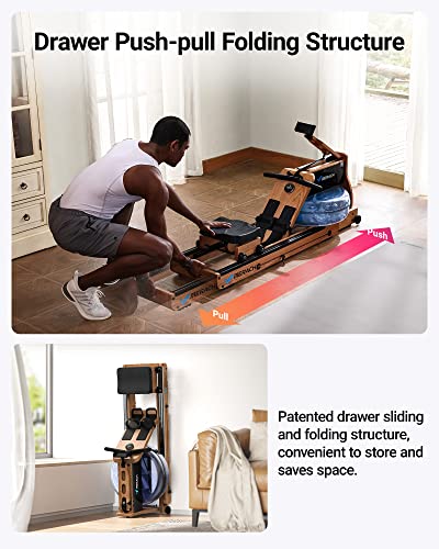 MERACH Foldable Wooden Rowing Machine with Electromagnetic Resistance D424