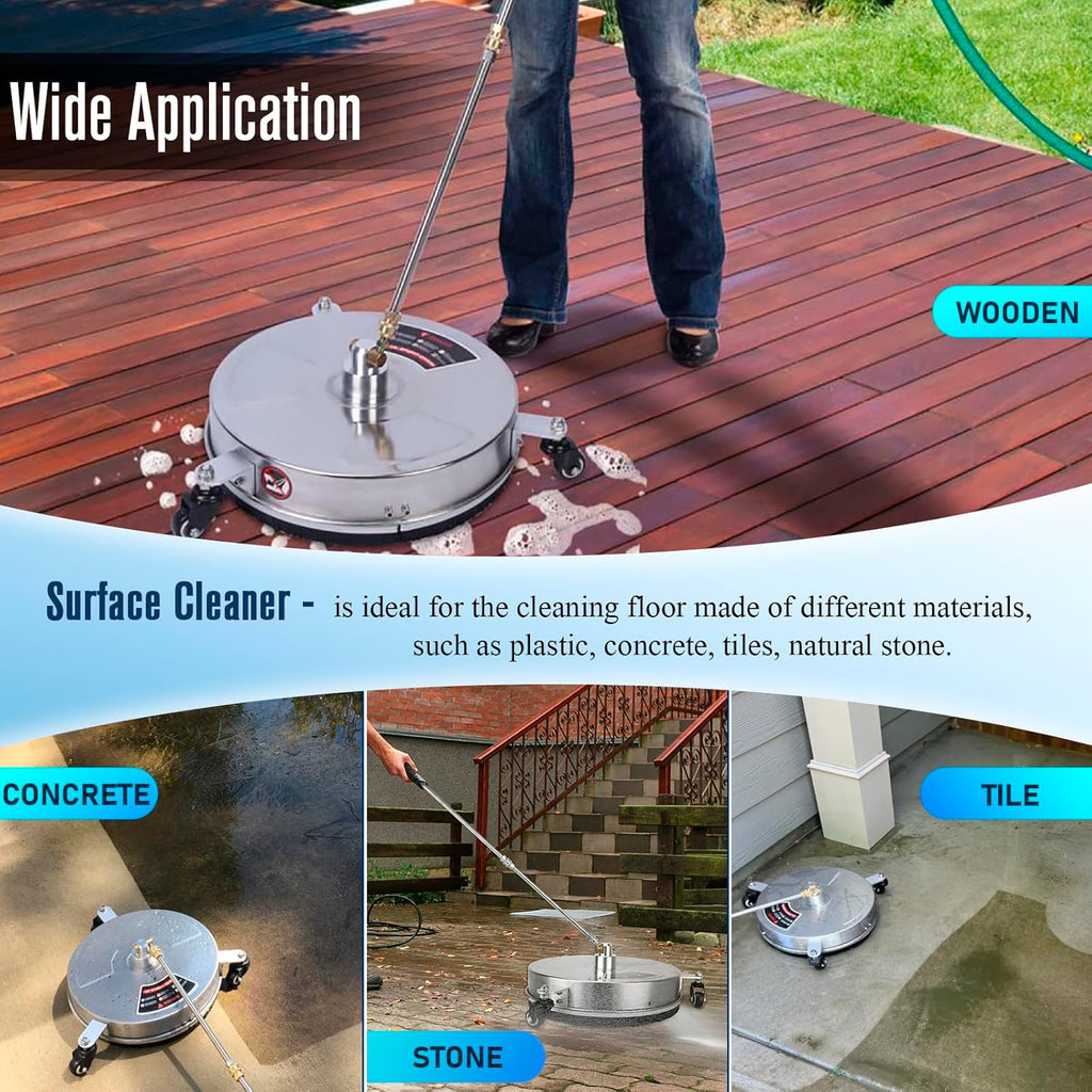 15 inch Pressure Washer Surface Cleaner with 3 Wheels and 2 Extension Wand P216