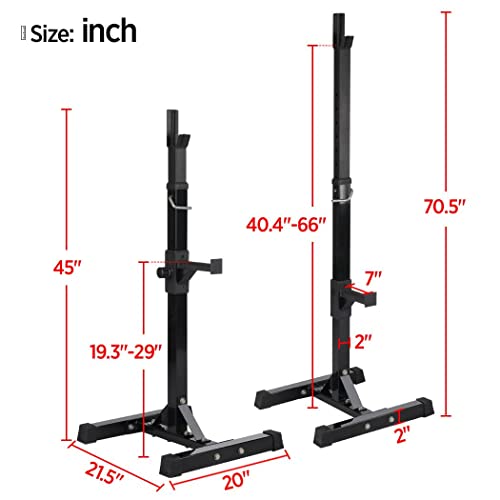 Yaheetech Pair of Adjustable Squat Rack Standard 44-70 Inch Solid Steel Home Gym Z720734