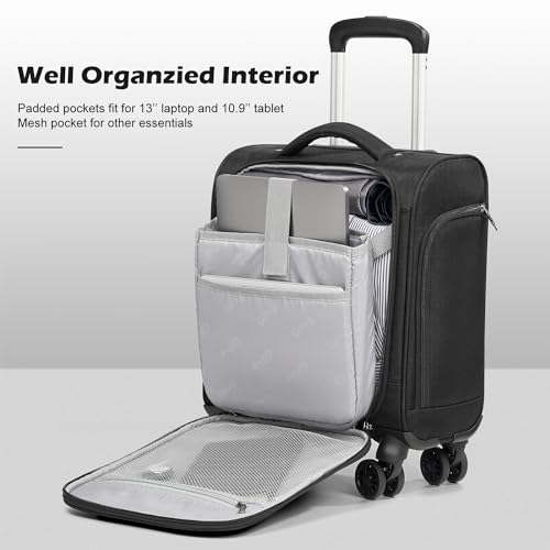 Coolife Underseat Carry On Luggage Softside Spinner Suitcase S899097