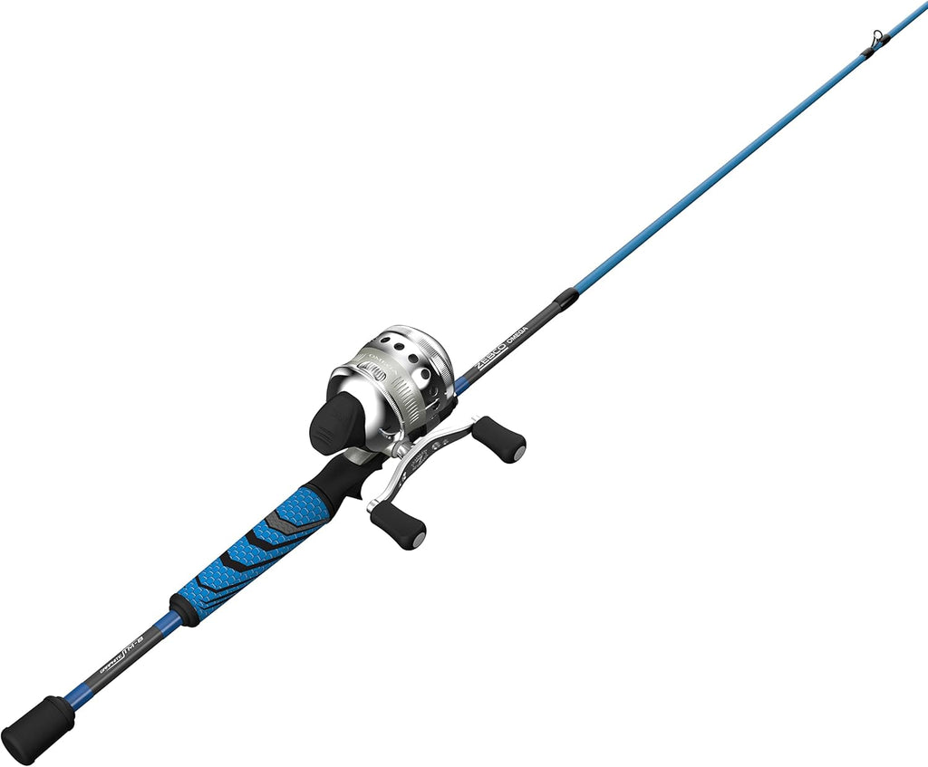 Zebco Omega Spincast Reel and Fishing Rod Combo, 30, Blue/Silver