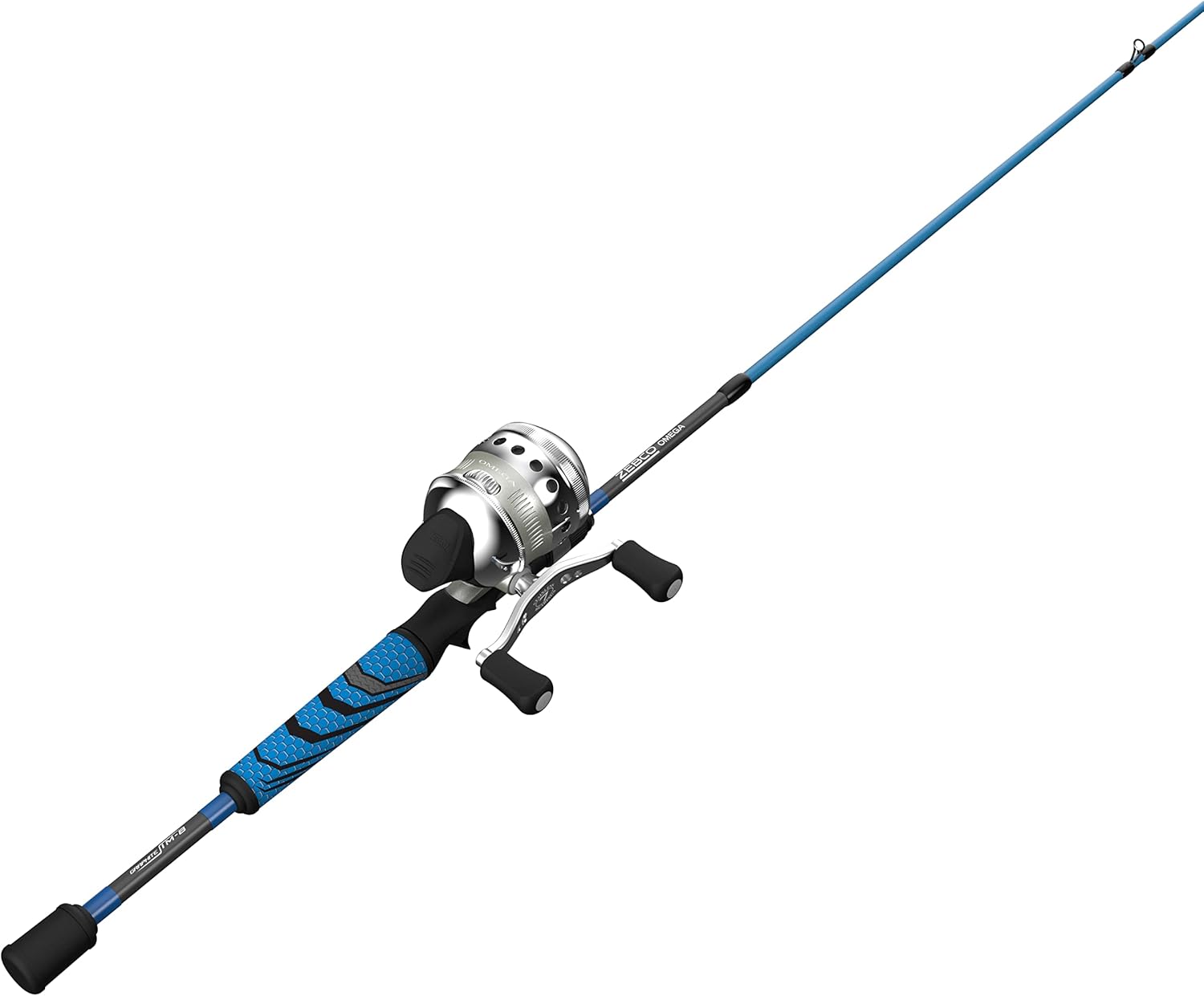 Zebco Omega Spincast Reel and Fishing Rod Combo, 30, Blue/Silver
