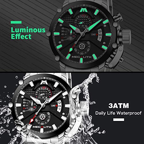 MEGALITH Men's 45mm Stainless Steel Chronograph Watch R758