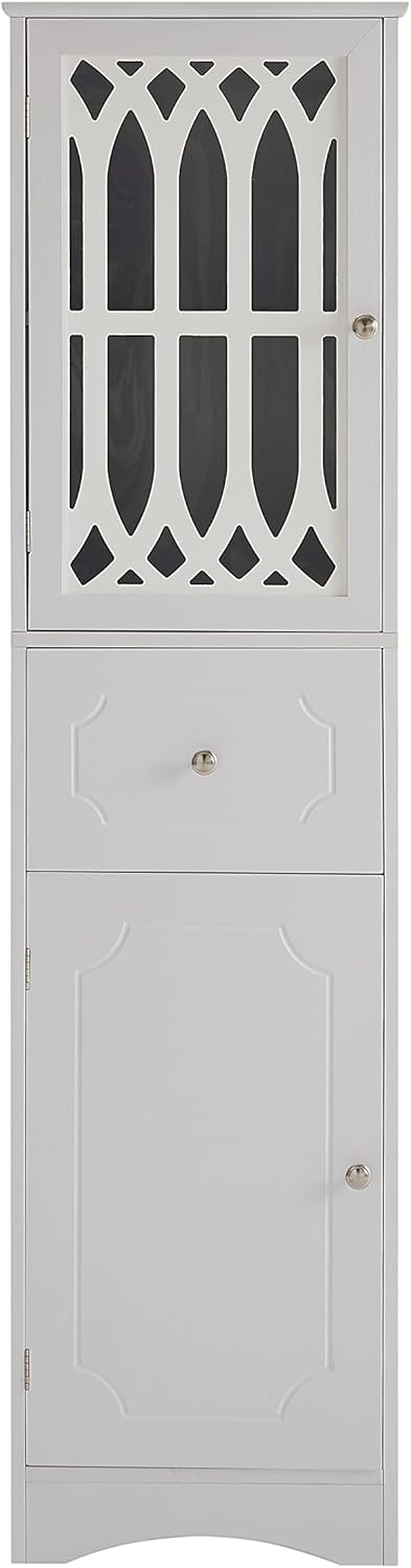 Merax Tall Bathroom Storage Cabinet with Adjustable Shelf and 2 Doors, White L374