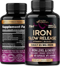 Iron Supplement for Women - Iron 65mg (Ferrous Sulfate 325mg) - Stomach Friendly | Slow Release Iron | High Absorption - Vitamins C, D3, B6, B12 & Folate - Iron Level & Energy Support - 60 Capsules