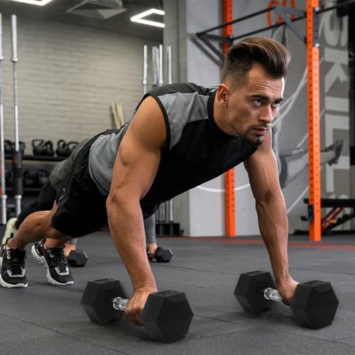 Signature Fitness Rubber Encased Hex Dumbbell Sets W376601