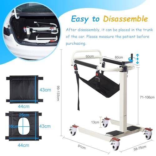 Portable Patient Lift Wheelchair for Home, Adjustable Height, 330 lbs Capacity K93627