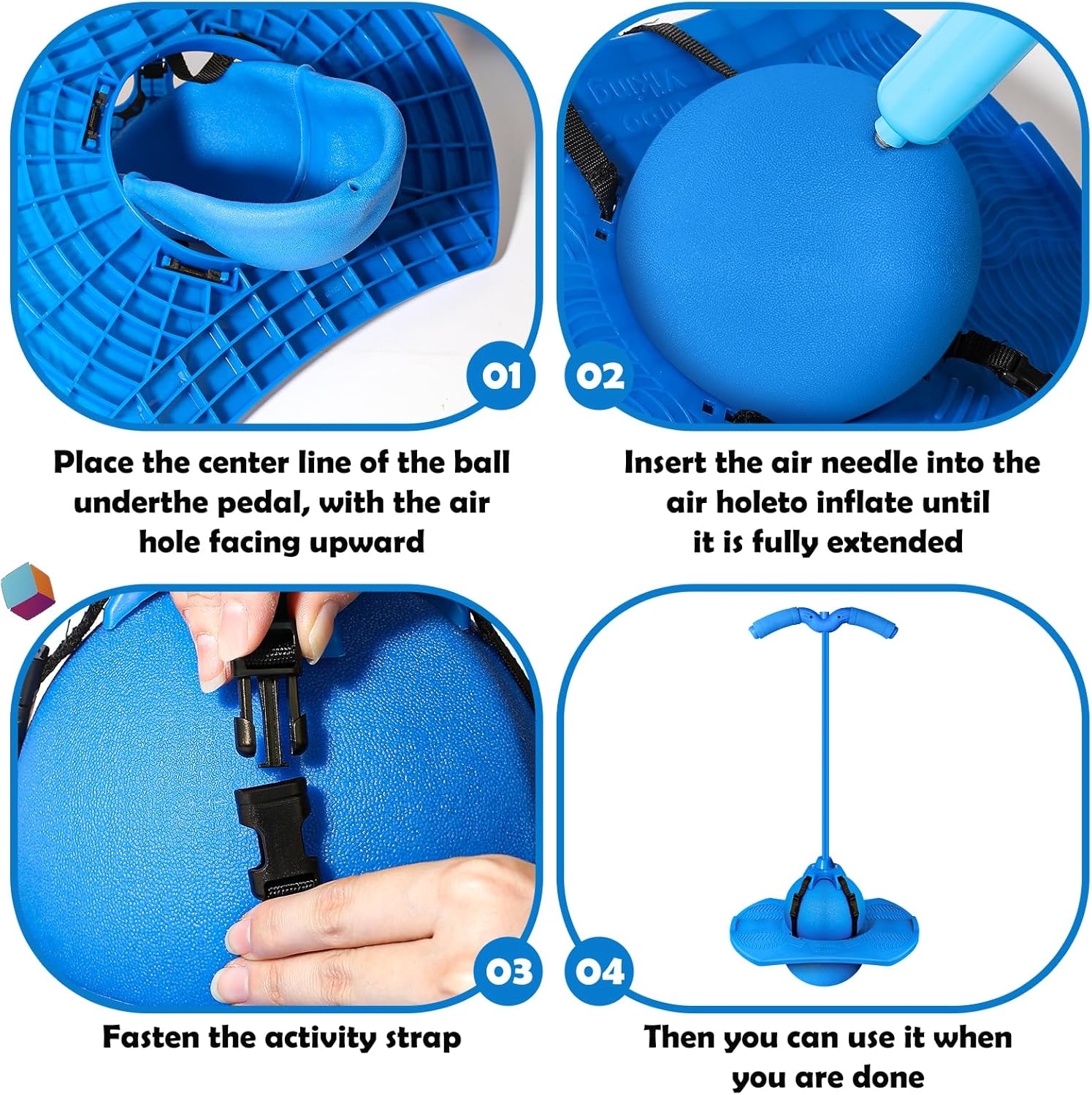 Pogo Jumper with Handle and Ball Pump for Kids and Adults (Blue) P3310