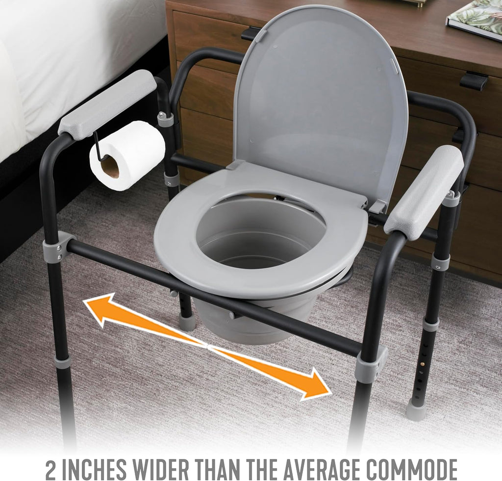 Able Life Universal Bedside Commode, Extra Wide 3-in-1 Adjustable Toilet Safety Rail and Shower Chair L889698