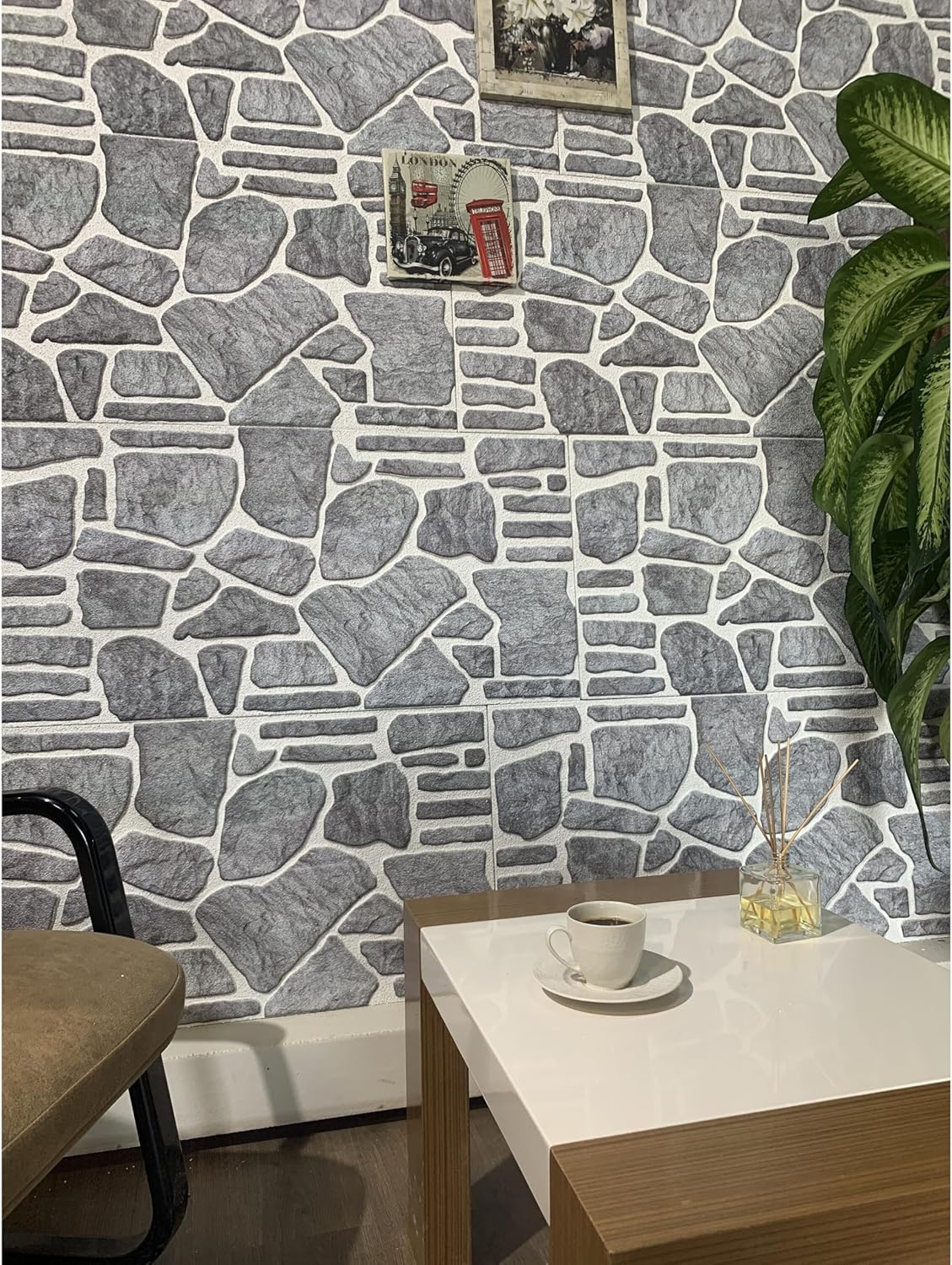 Dundee Deco Bluish Grey White Faux Stone 3D Wall Panels, 54 sq ft, Pack of 10 A71452