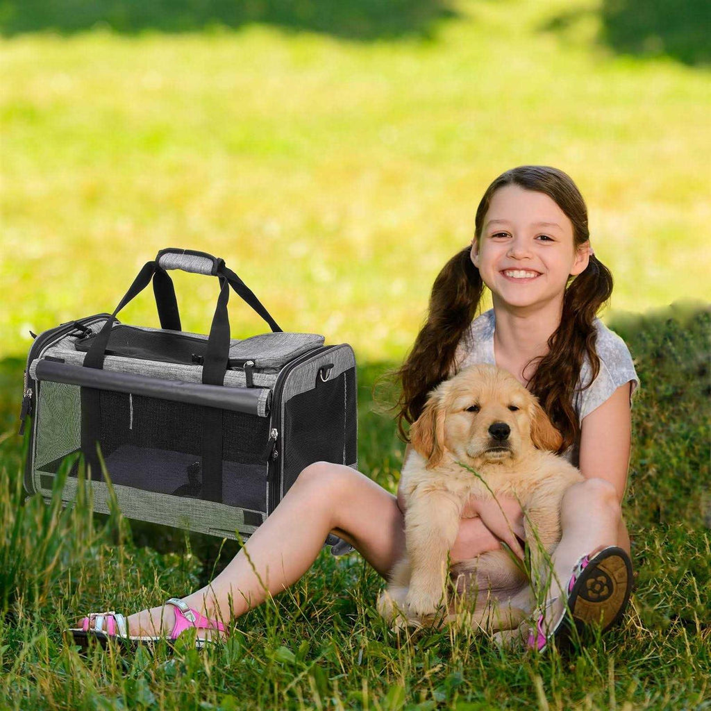 Mexmiody Pet Carrier with Wheels Airline Approved for Medium Small Dogs S7448