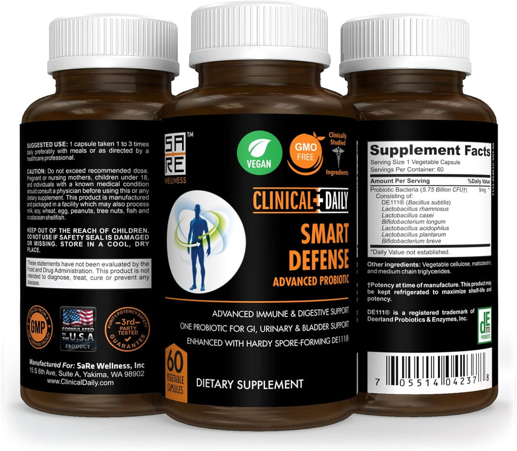 Smart Defense Mega Spore Probiotic with Bacillus Subtilis, 60 Vegan Capsules J305